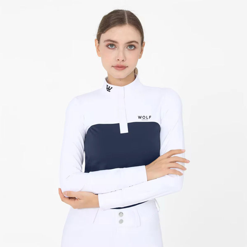 Women Navy Riding Long Sleeve Competition Shirt
