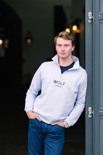 MinMin Unisex Blue Minchinhampton French Terry Quarter Zip I Wolf London