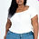 Thumbnail: Plus size casual ruched puff sleeve ribbed knit solid top