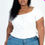 Thumbnail: Plus size casual ruched puff sleeve ribbed knit solid top