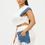 Thumbnail: Color Block Denim Sleeve Top And Biker Shorts Set        