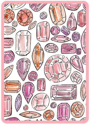 Metallic Gems by Lori Burt in watercolor. These gems were painted using metallic watercolors. 
