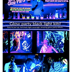 Glowave Complete Glow Party Black Light Kit. Contains 4 x 6.5ft long UV Ultraviolet Black Lights LED (26ft total). With 2 power adapters and splitter cables. For neon glow parties