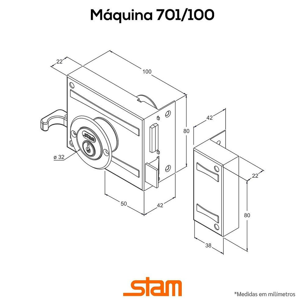 Miniatura: Fechadura de Sobrepor 701/100 para Portões com Chave Comum