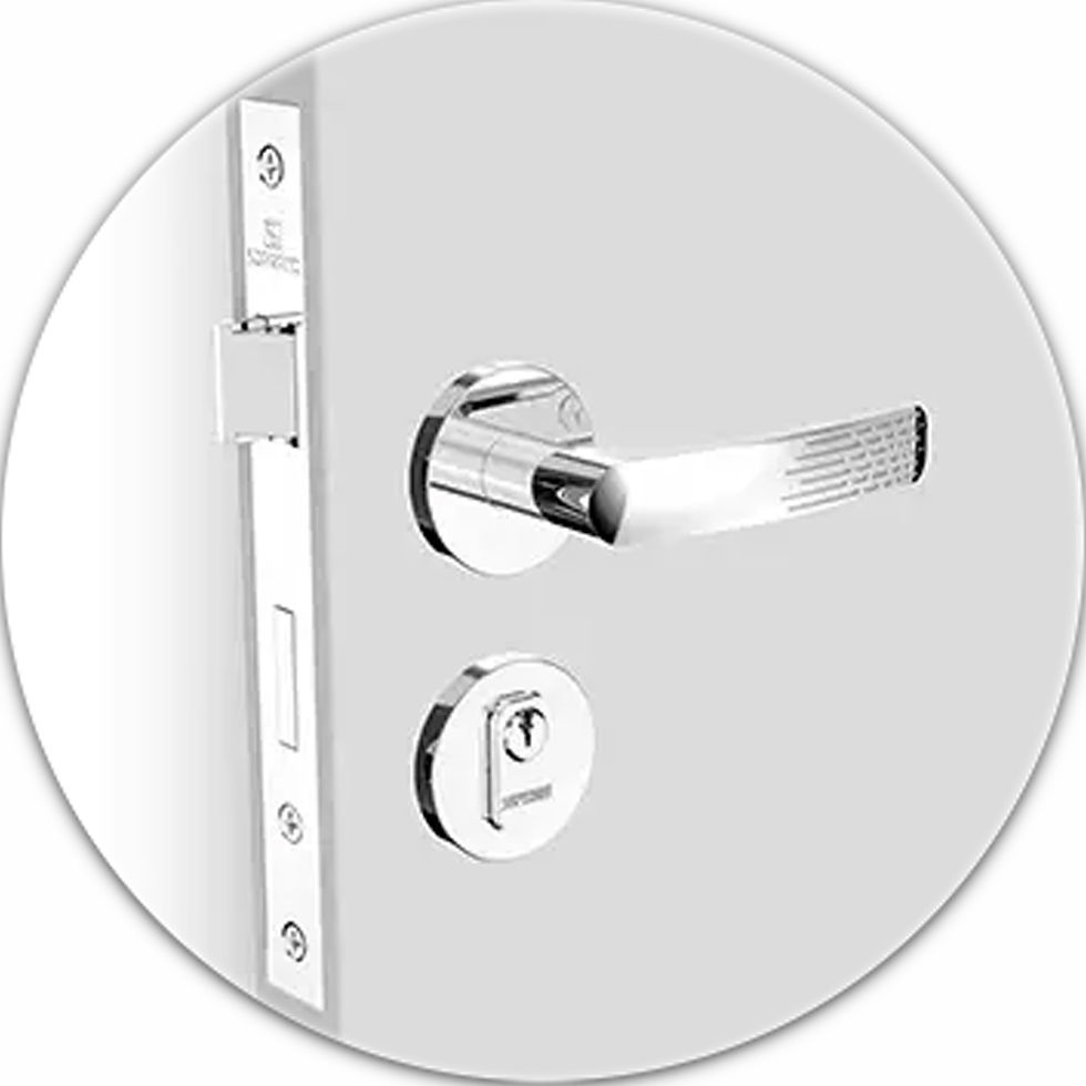 Miniatura: Fechadura c/ Maçaneta Pali Way Roseta Redonda Cromada Chave Comum 40X53PY45