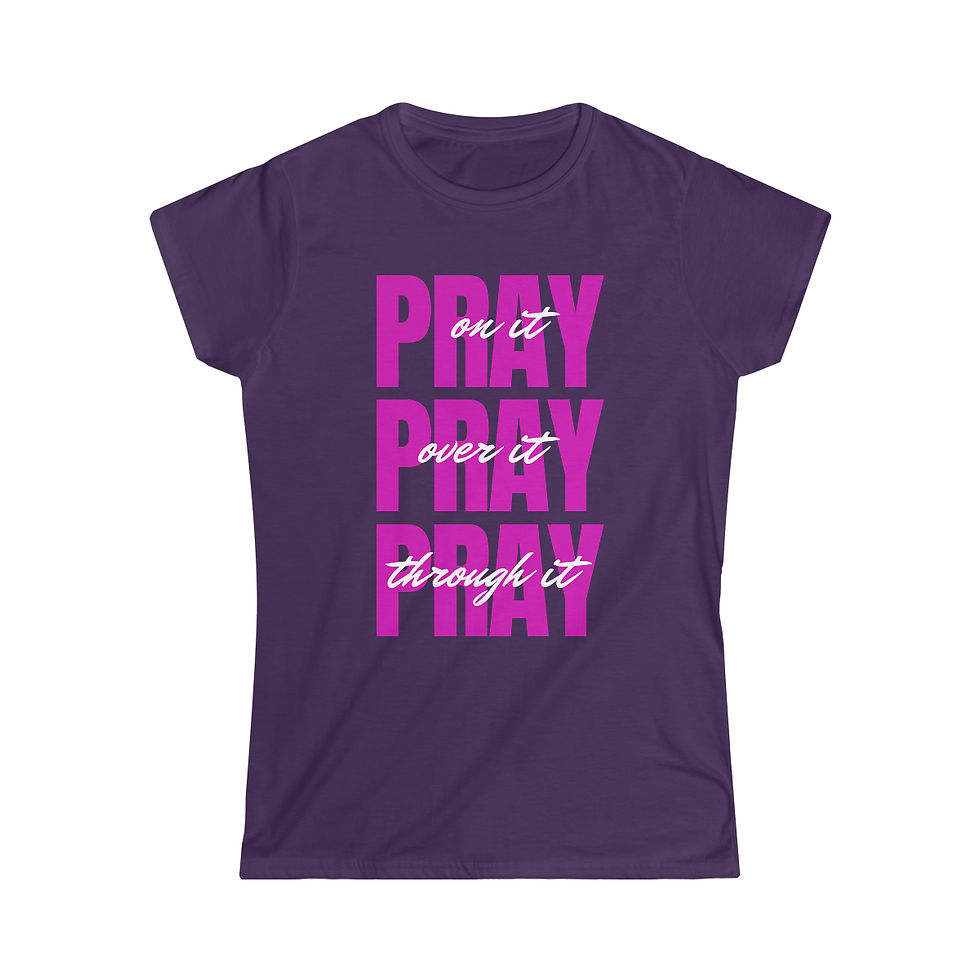 Thumbnail: PRAY ON IT Women's Softstyle Tee - Fuschia