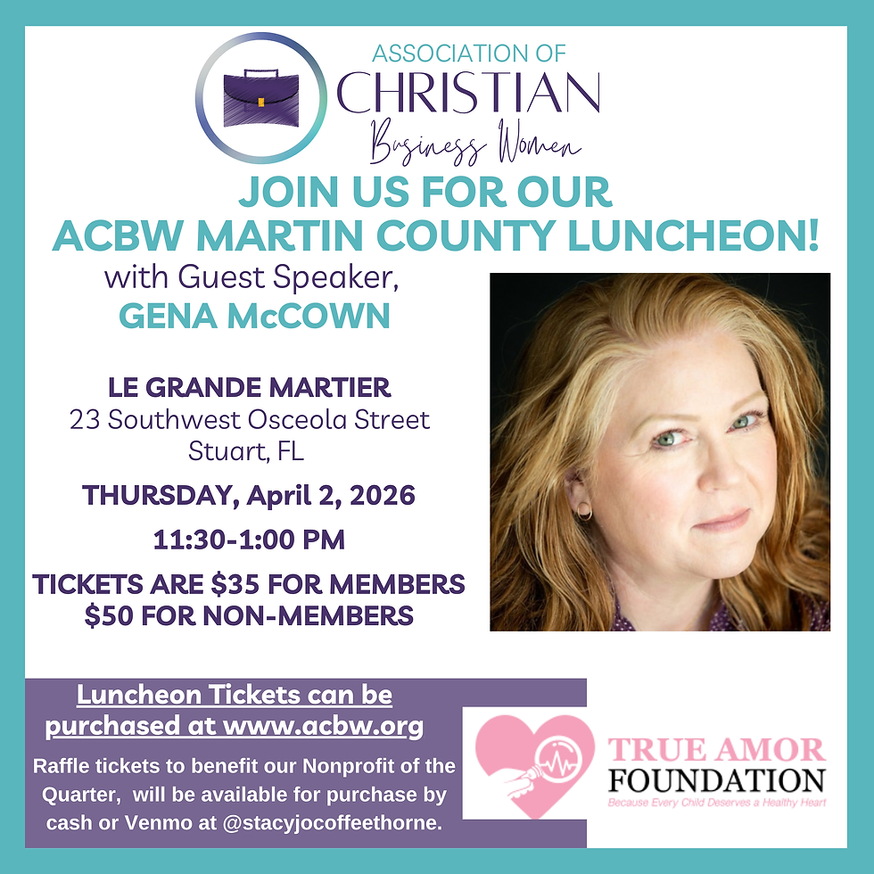 ACBW MARTIN COUNTY SPEAKER LUNCHEON with GENA McCOWN