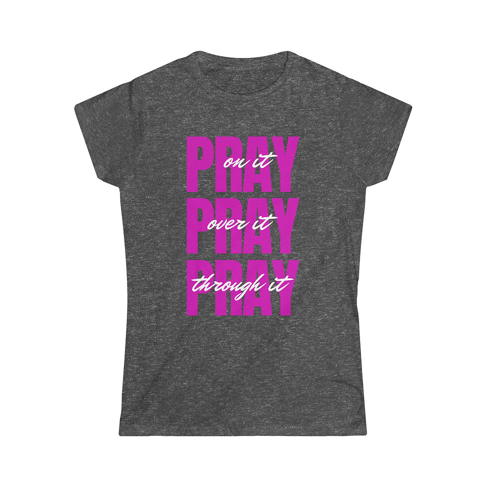 Thumbnail: PRAY ON IT Women's Softstyle Tee - Fuschia