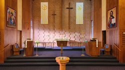 front of sanctuary with baptismal font