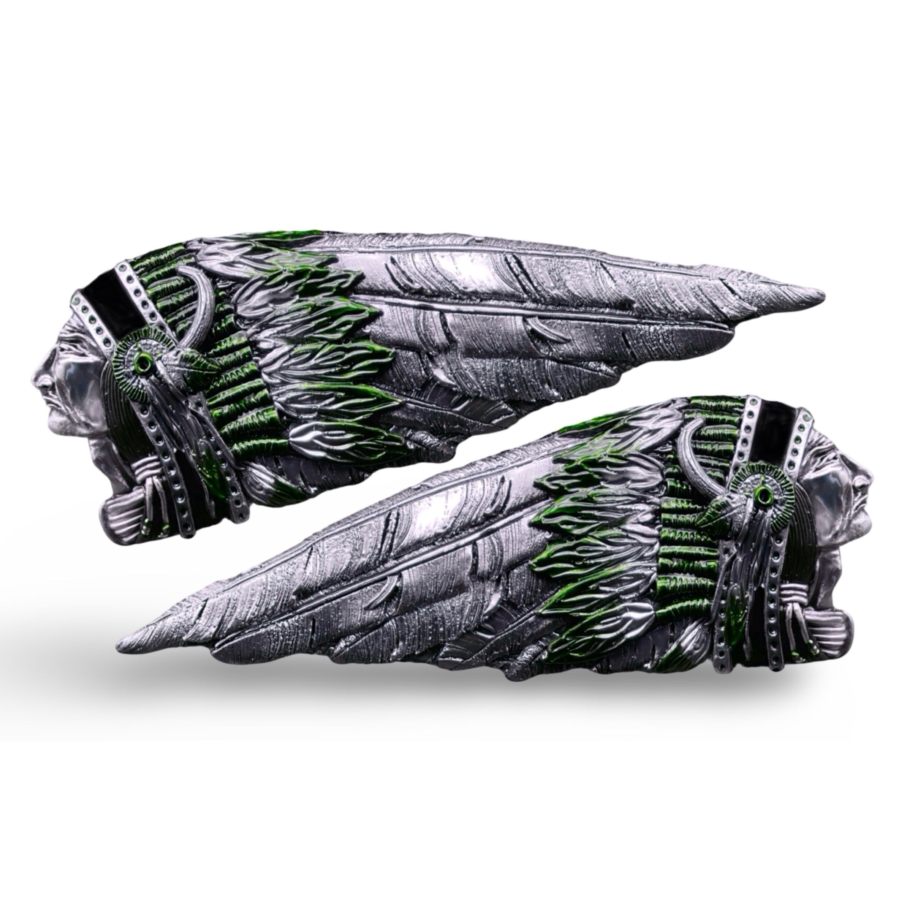 Chief Indian Tank Emblems Blackwash with Green Candy