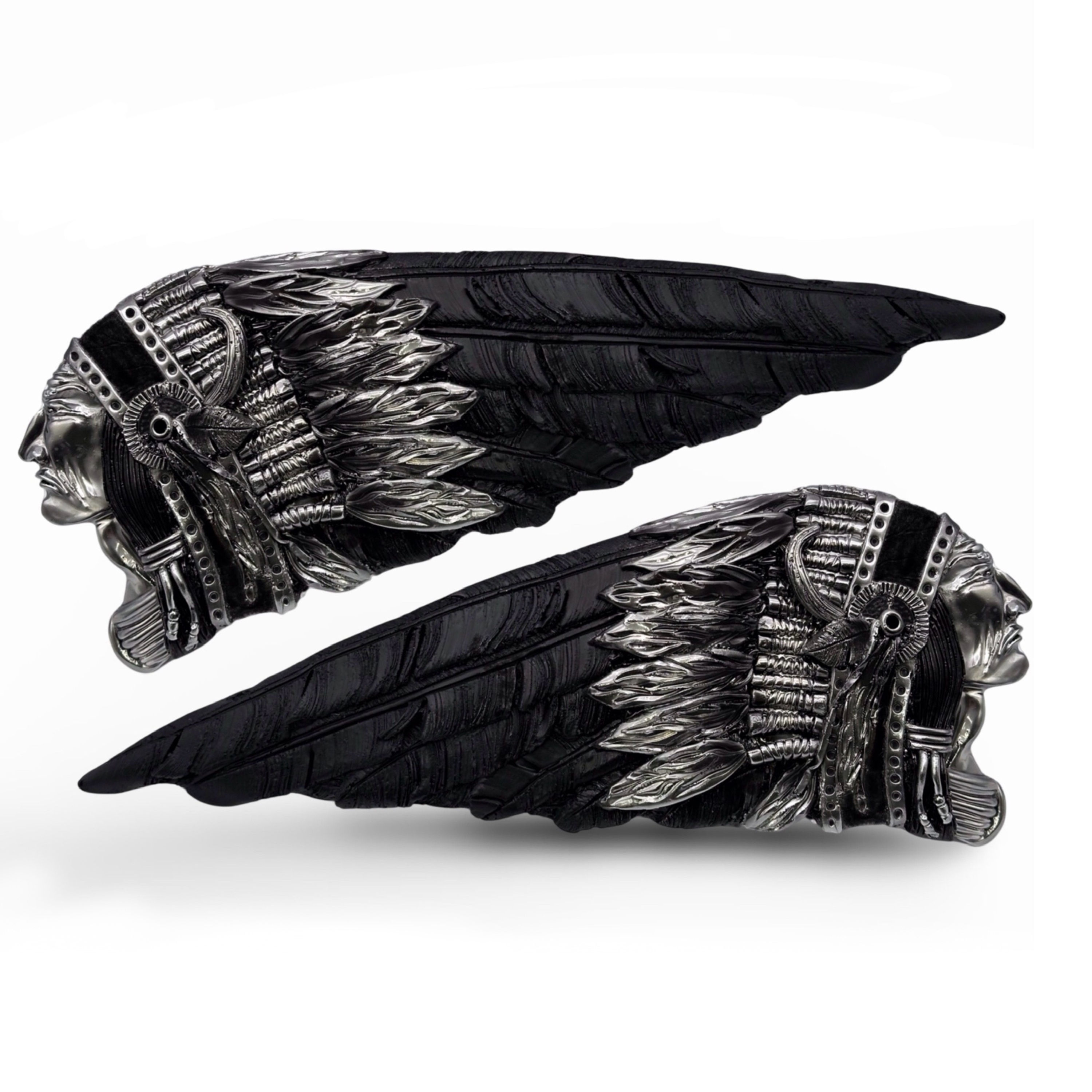 Chief 2.0 Indian Tank Emblem Set 3 - Black Matte with Chrome