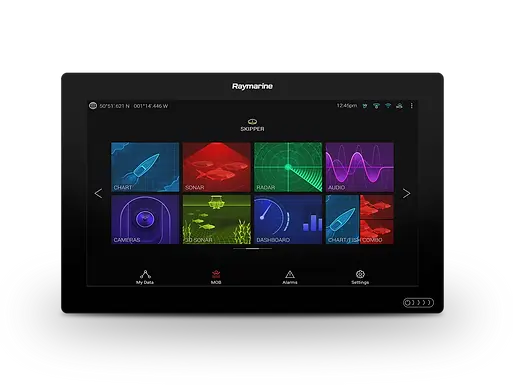 Raymarine Axiom XL 16 — front view with an example of home screen