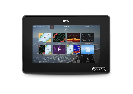 Raymarine Axiom 2 7 — Front view with home screen LightHouse