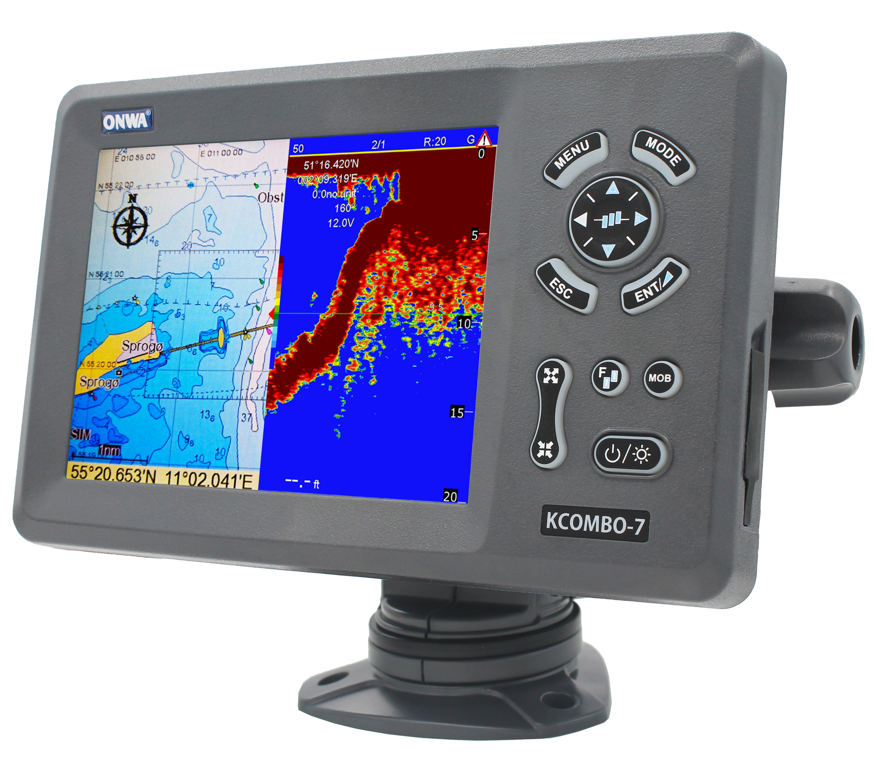 Onwa 7" GPS Plotter/ Fishfinder c/w patch external GPS antenna · K-Combo 7