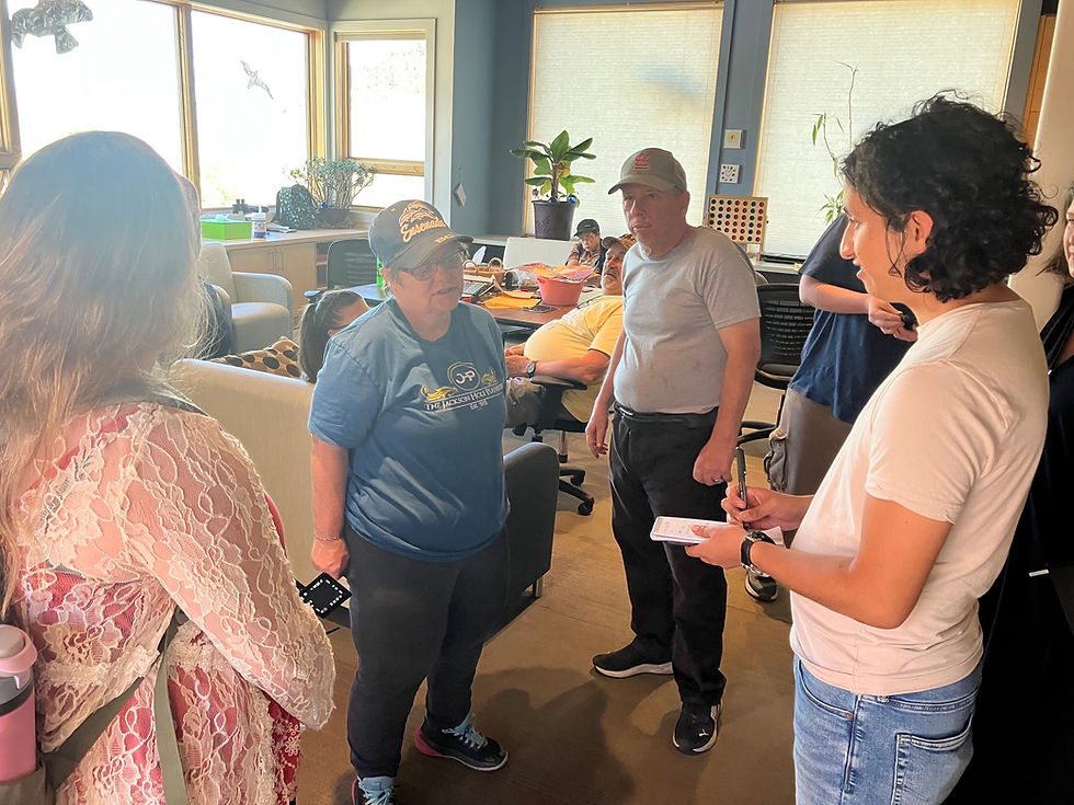 Clients Roxanne and Robby being interviewed by local journalist Alex Viveros pursuing a story on our 50th anniversary: 1975-2025
