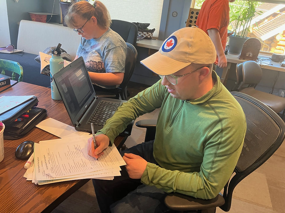 Paperwork is also part of the daily job. Leif keeps detailed records of each client's daily circumstance and noteworthy accomplishments, needs, or wants.