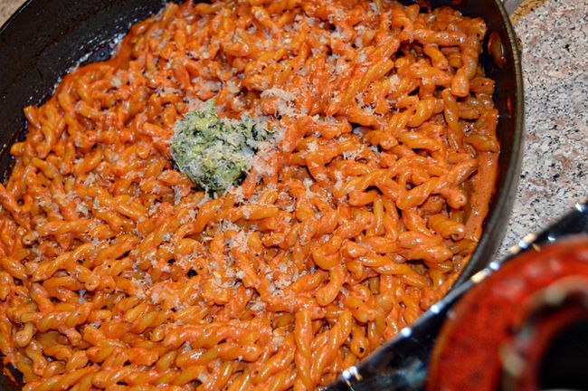 PASTA WITH VODKA SAUCE AND BASIL BUTTER