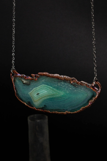 Miniaturbild: Lífseyja - Herzöffnung - Grüner Achat- Mystique Aura Finish - #I23