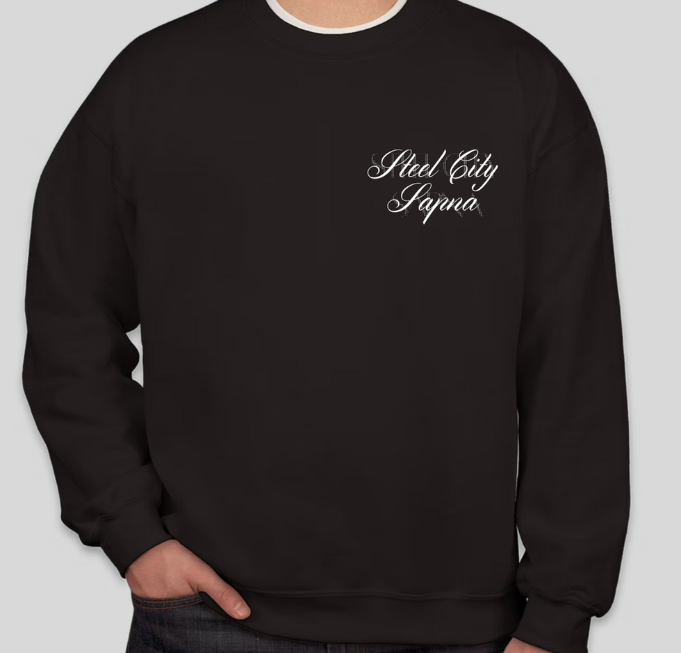 Steel City Sapna 2025 merch black crew front design