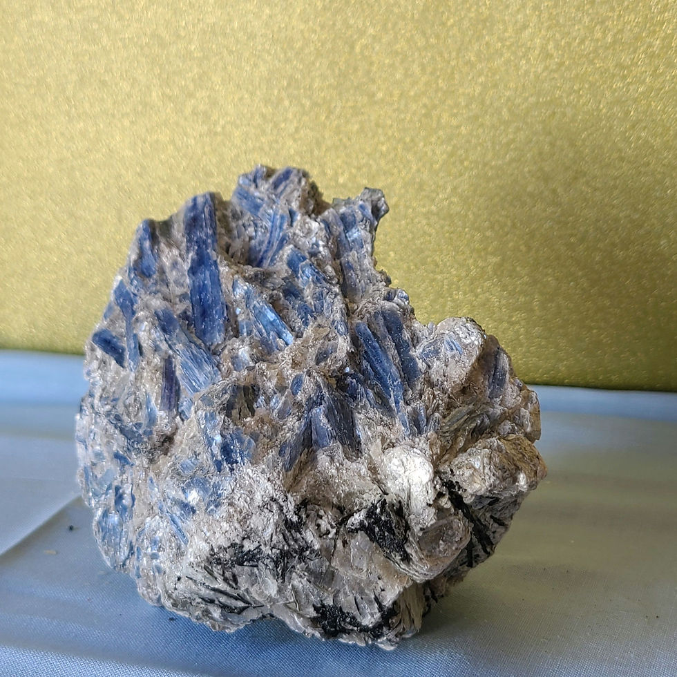 Blue Kyanite cluster. multiple facets pointing in different directions
