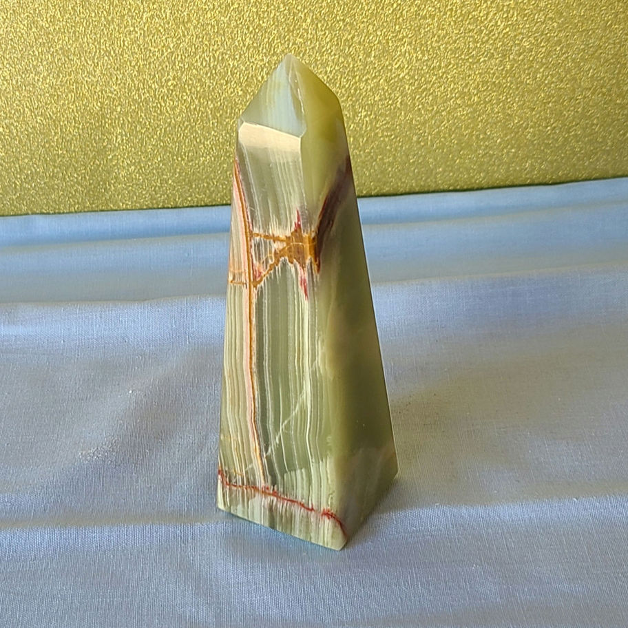 Green and Brown striped onyx tower