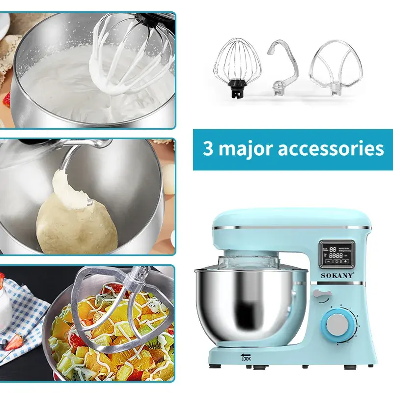 Thumbnail: SOKANY SK-277 Stand Mixer with 6 Speed Settings,8.0L Capacity,and Pulse