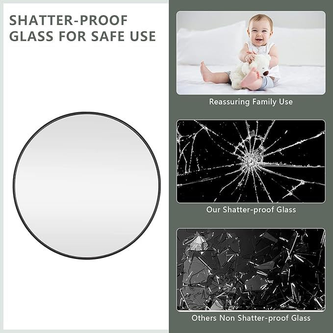 Thumbnail: 70cm BLACK ROUND MIRROR