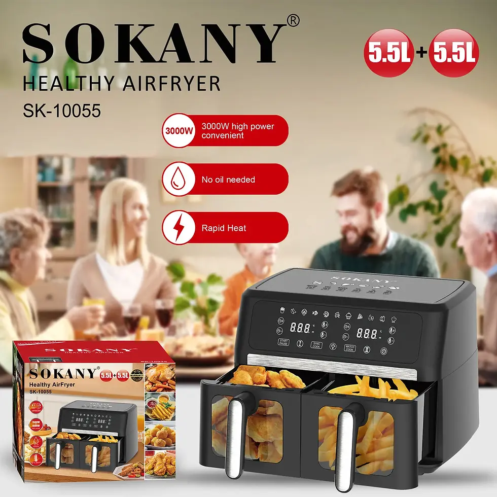 Thumbnail: SOKANY SK-10055 Air Fryer with 1500W Power and Adjustable Temperature