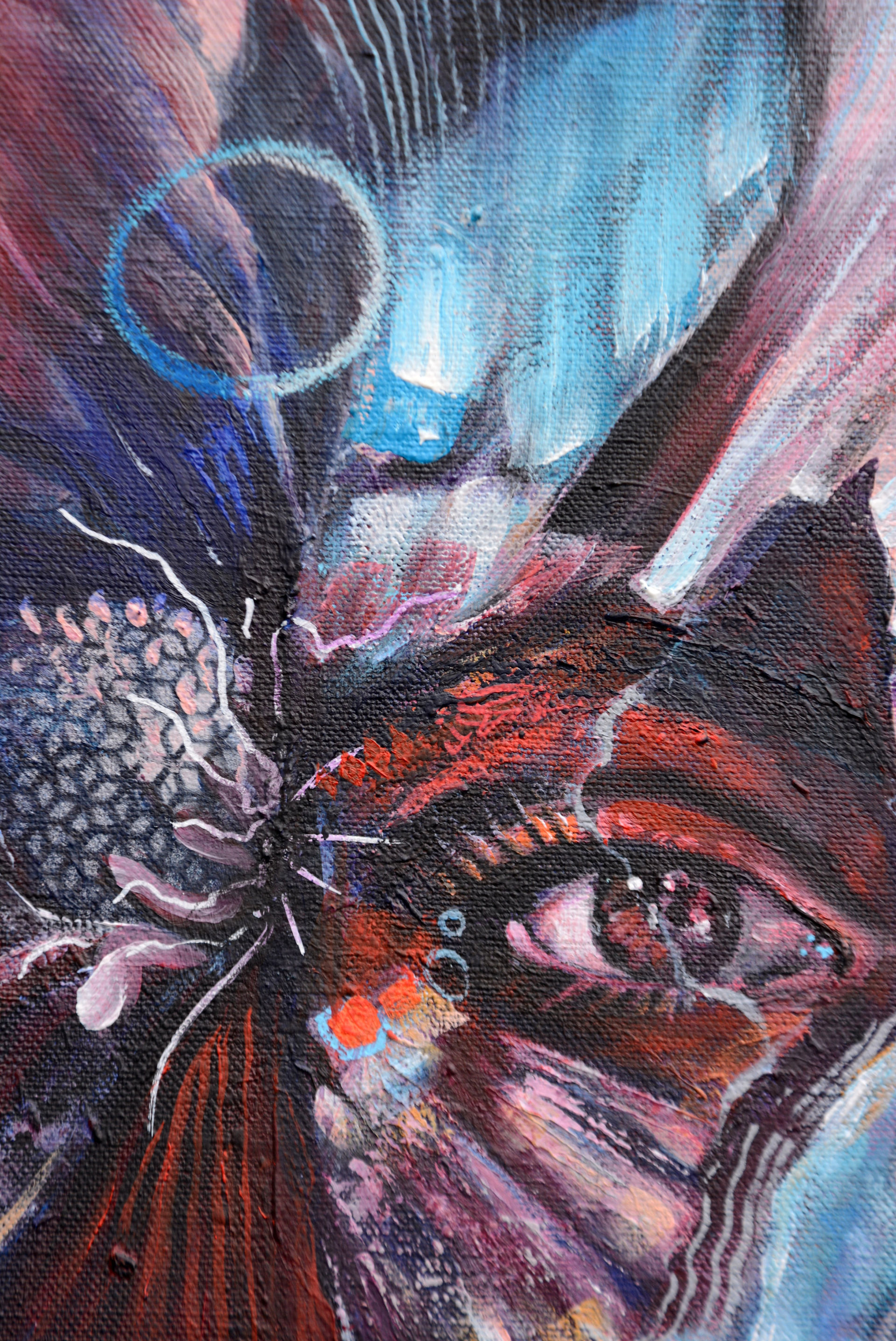 Tableau original "Crysalis" par Bellule art détails de l'oeil gauche