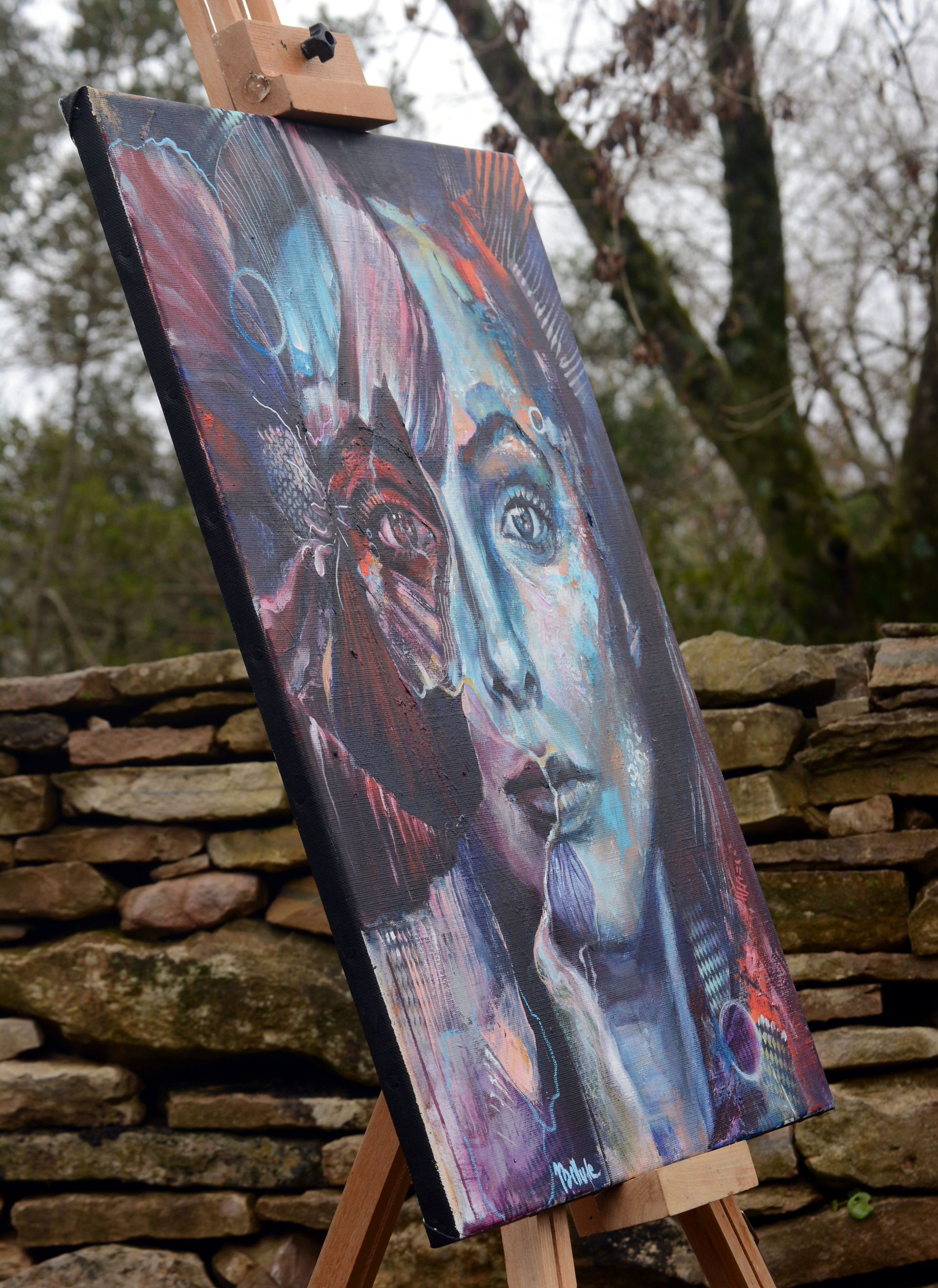 Tableau original "Crysalis" par Bellule art vue du côté droite