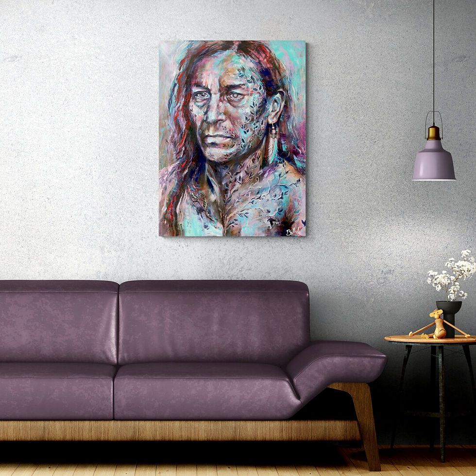 Miniature : Tirage d'art de l'œuvre Rooted Soul, par Bellule Art, toile et châssis, dimensions 80x100cm.