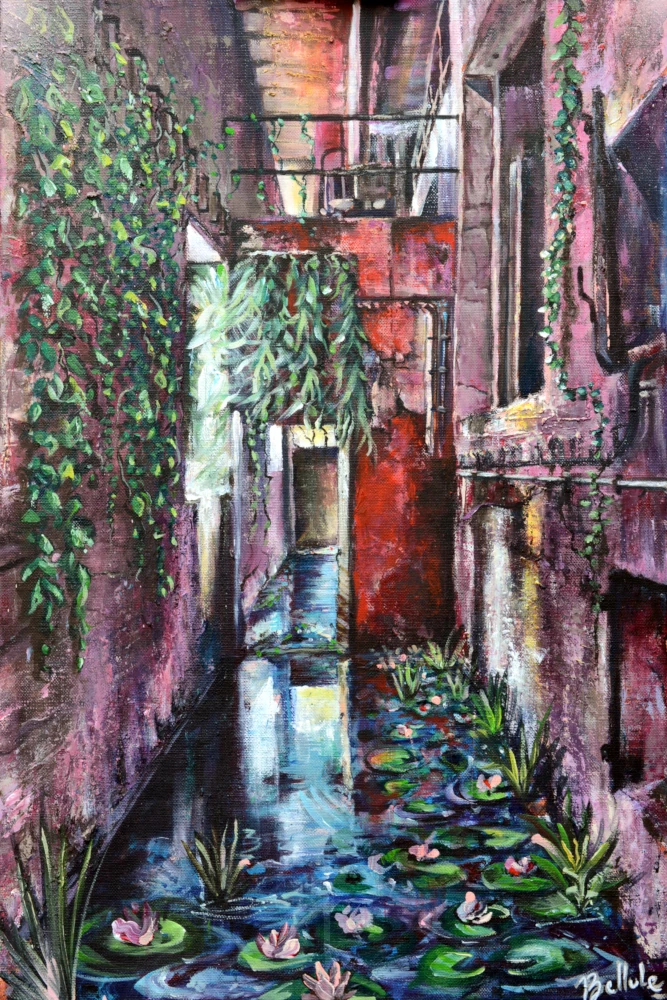 Peinture figurative contemporaine 'Memory of a red wall' par Bellule Art