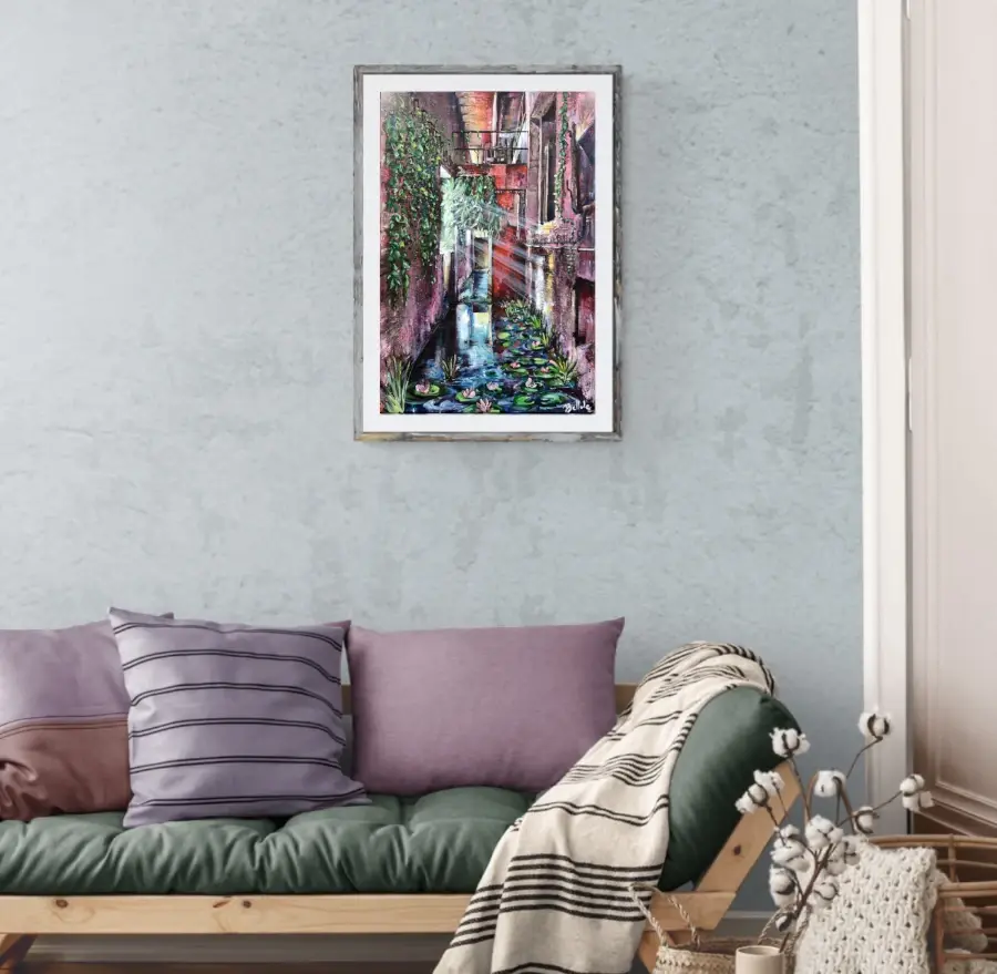 Miniature : Tirage d'art sur papier fine art format M du tableau original "Memory of a red wall" par Bellule Art