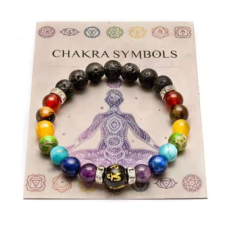 Thumbnail: 7 Chakra Natural Crystal Meditation /Anxiety Healing  (Unisex) Bracelet.