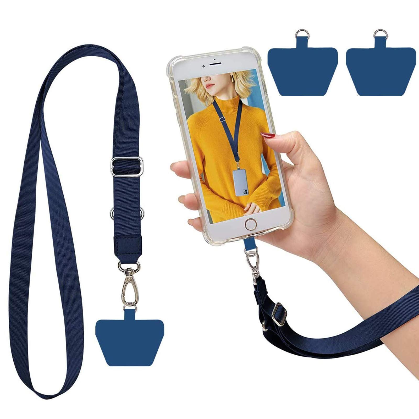 SS Phone Lanyard Adjustable Cell Phone Lanyard Crossbody Neck Strap & 2 Phone Te