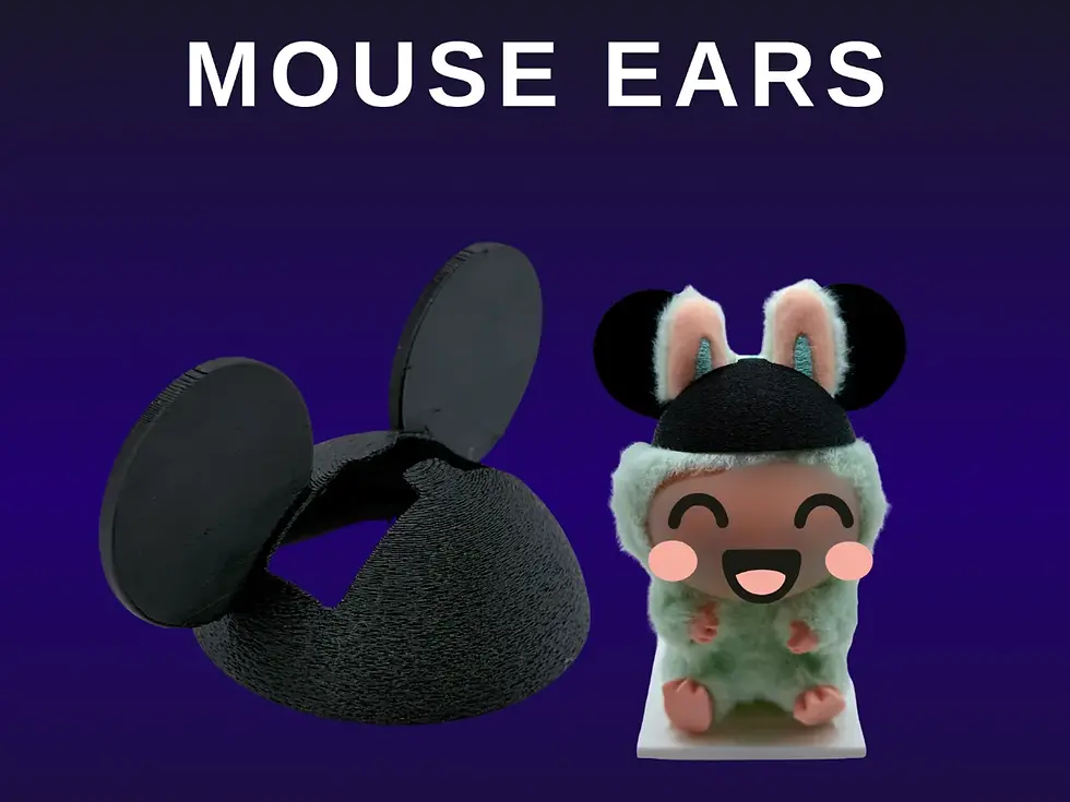 Whimsical mouse ears, 3D printed