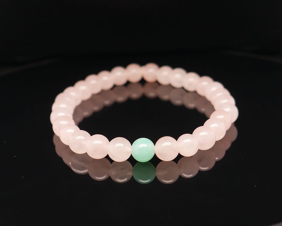 bracelet en pierre naturelle "Ariel" en quartz rose et chrysoprase, fait à la main en France