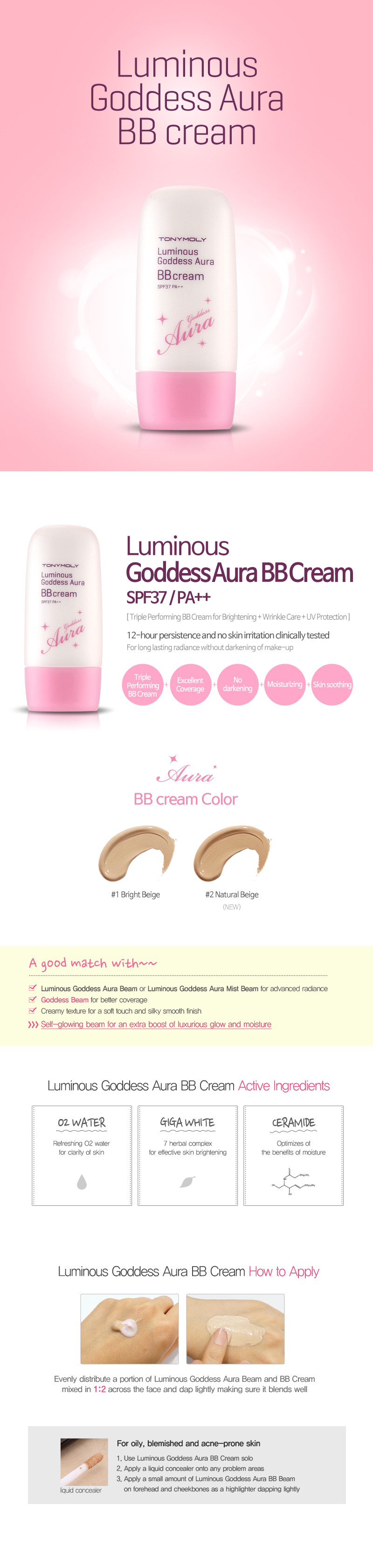 Thumbnail: [TONYMOLY] LUMINOUS GODDESS AURA BB CREAM SPF37/PA++ #1
