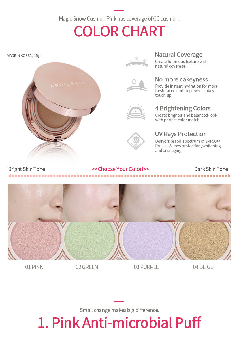 Thumbnail: [APRIL SKIN] Magic Snow Cushion PInk # 4 Beige