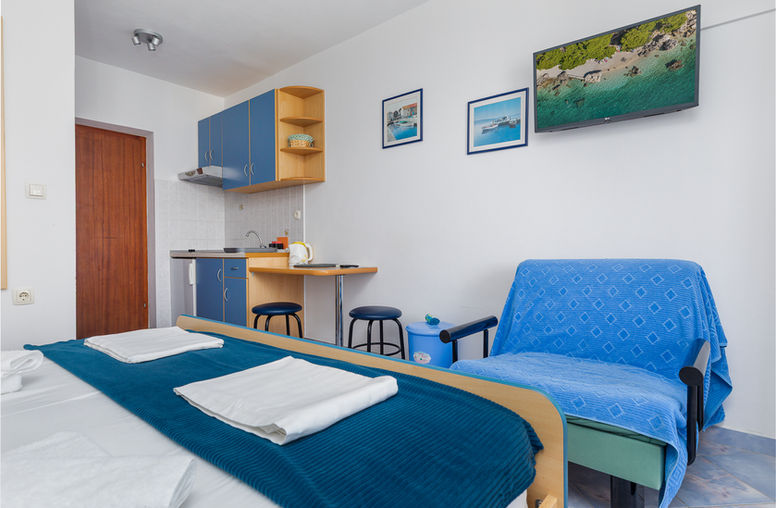 Wide-angle kitchen interior in Studio 2 in Medići.