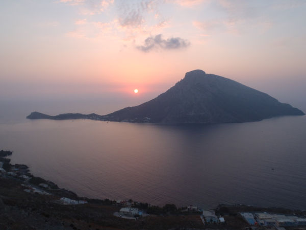 Coucher de soleil depuis le secteur Spartacus, Kalymnos