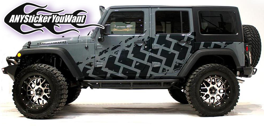 Jeep  JK Wrangler Full Side Tire Track Splash Sticker