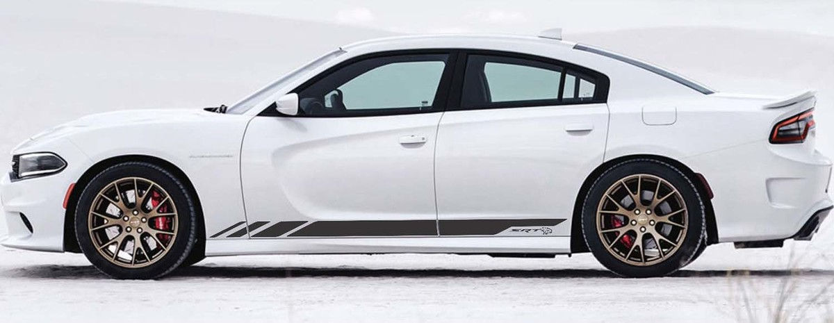 Dodge Challenger Charger SRT Hellcat Rocker Panel Stripes Vinyl Decal Sticker 54