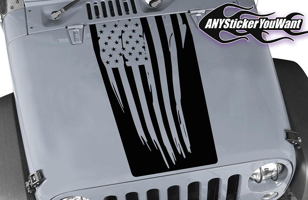 Jeep Wrangler American Flag Hood Decal Sticker 112
