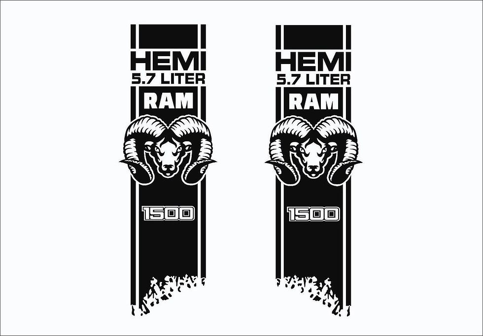 Ram Racing Sticker Dodge Ram 1500 Hemi 5.7L Truck Bed Racing Stripe Decal Sticker ...
