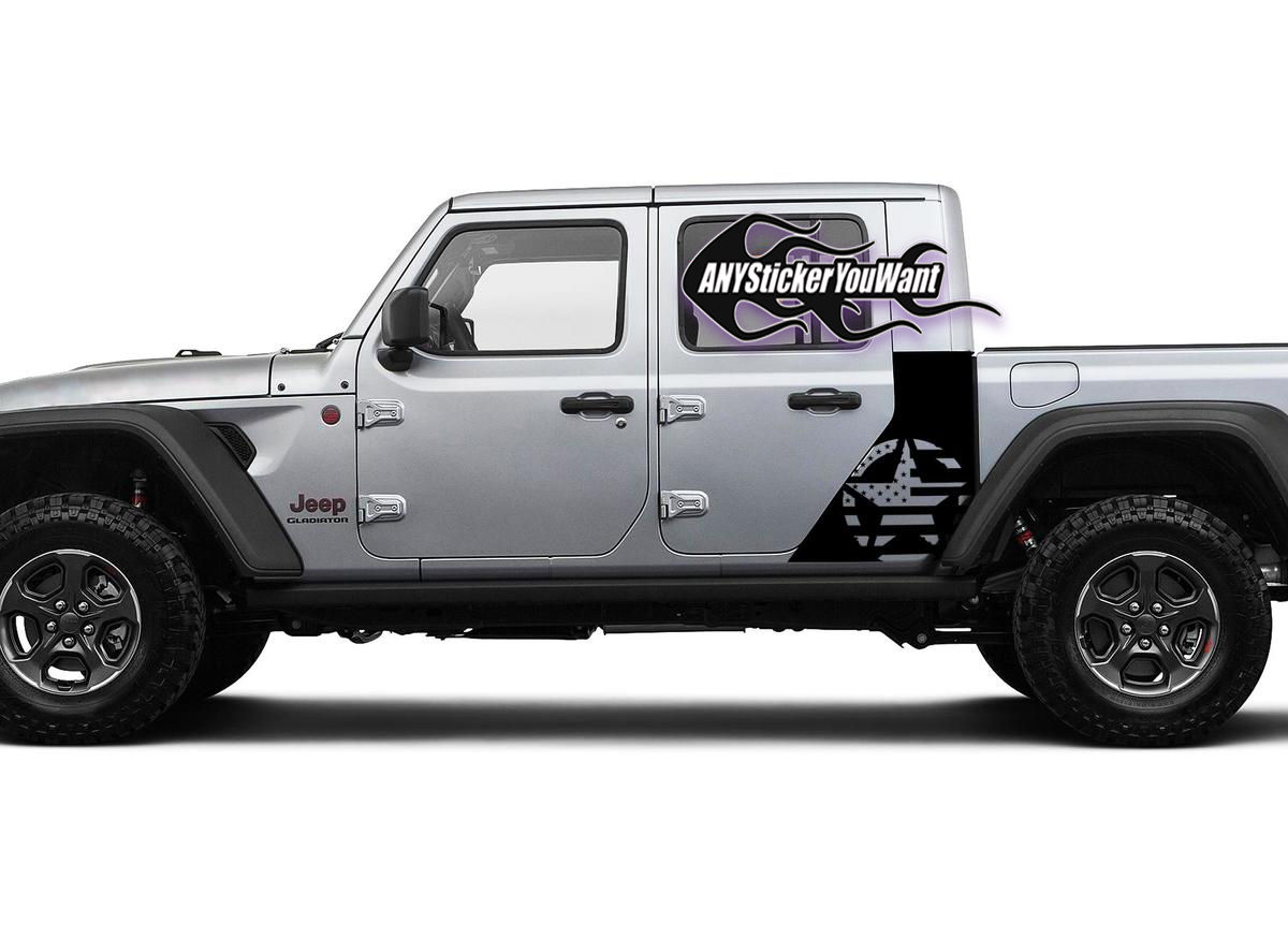 Jeep Gladiator Cab Body Side Blackout American Flag Army Star Decal Sticker