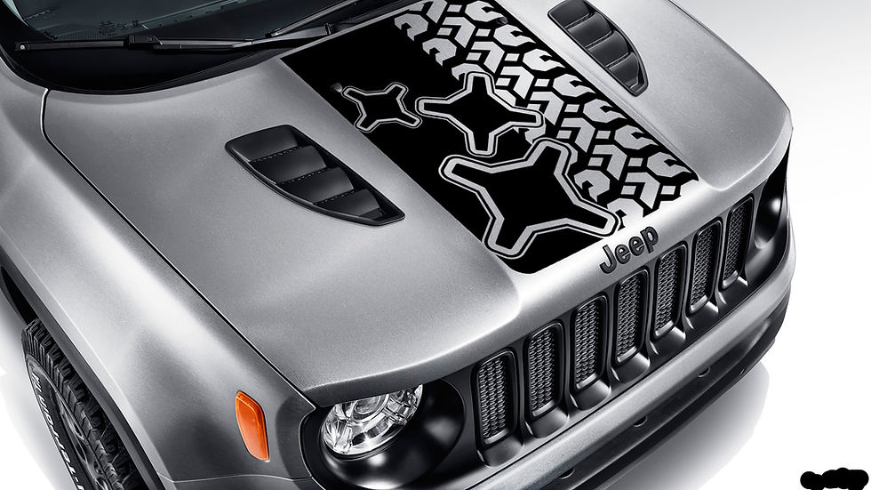 Jeep Renegade Tire Track Logo Hood Stripe Decal Sticker 85