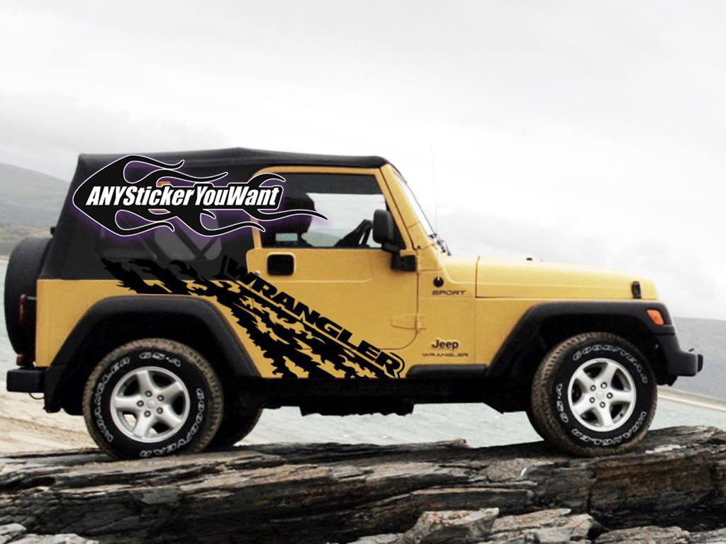 Jeep Wrangler Full Side Ripped Splash Decal Sticker 85