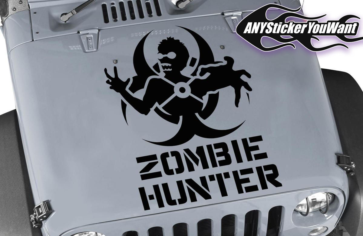 Jeep Wrangler Zombie Biohazard Hunter Hood Decal Sticker 114