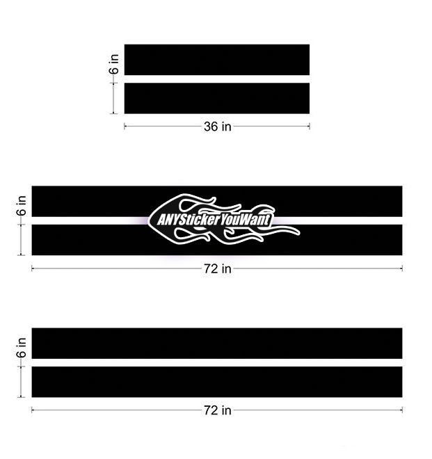 Thumbnail: copy of Universal Vinyl 6 inch Solid Vinyl Racing Stripes any Car or Truck 2